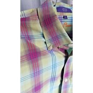 Alan Flusser Shirt Men's  2XL, Button Bold Multicolor Plaid Long Sleeve